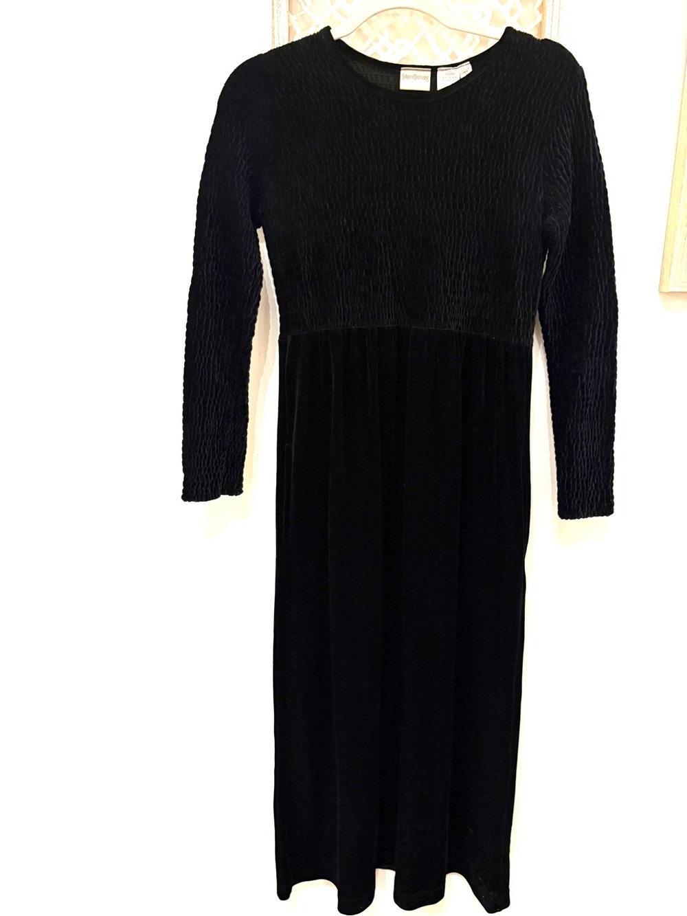 Black Velvet Long Sleeve Midi Dress whimsy goth